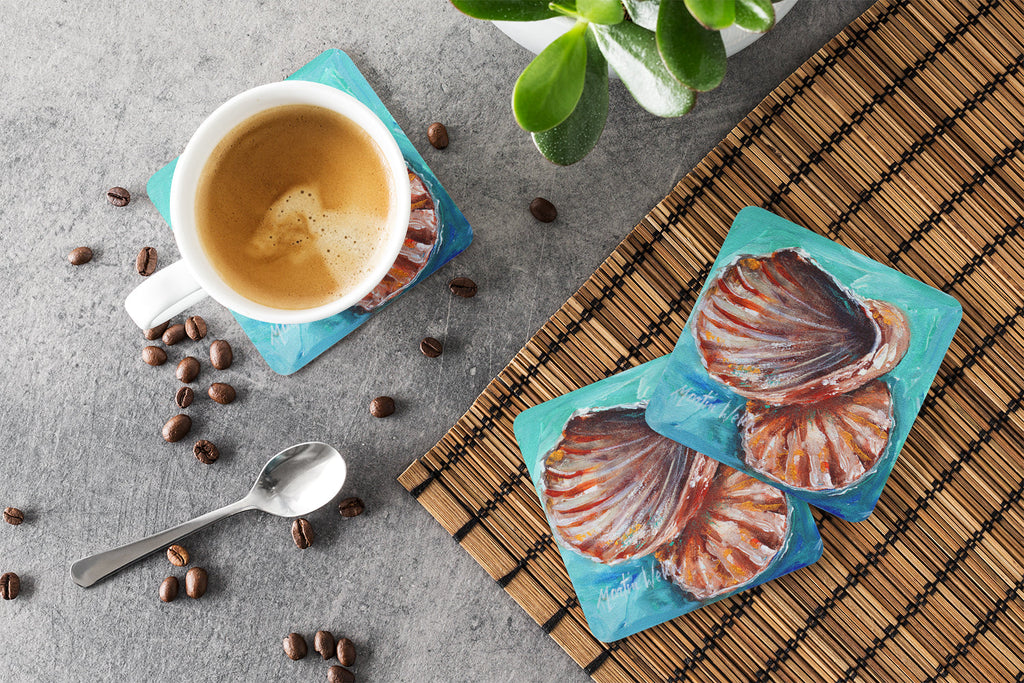 Shells not in a row Foam Coasters Set of 4 Cup Coasters for Indoor Outdoor, Tabletop Protection, Anti Slip, Mouse pad Material