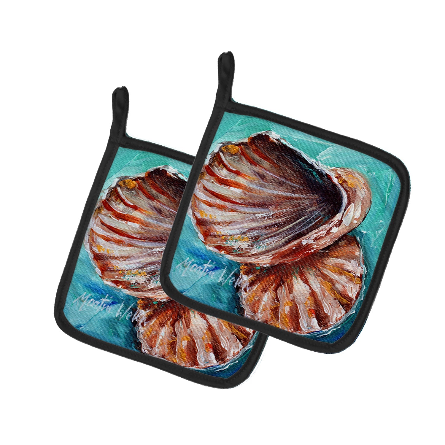 Shells not in a row Pot Holder Set of 2 Heat Resistant Quilted Hot Pads 7.5 x 7.5 Inch, Insulated Kitchen Trivets for Cooking & Baking