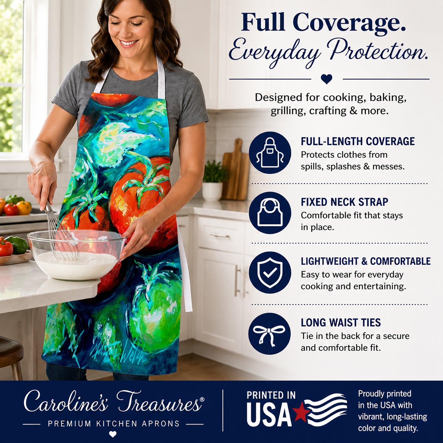 Vegetables - Tomatoes on the vine Apron Cooking Kitchen Server Baking Crafts Gardening for Adult Women Men, Unisex, Large, Multicolor