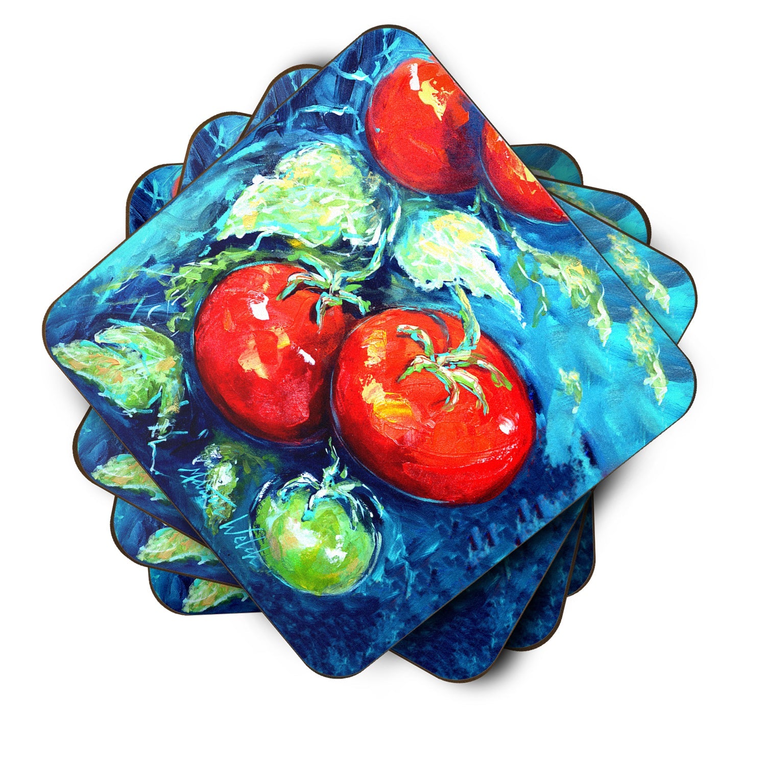 Vegetables - Tomatoes on the vine Foam Coasters Set of 4 Cup Coasters for Indoor Outdoor, Tabletop Protection, Anti Slip, Mouse pad Material