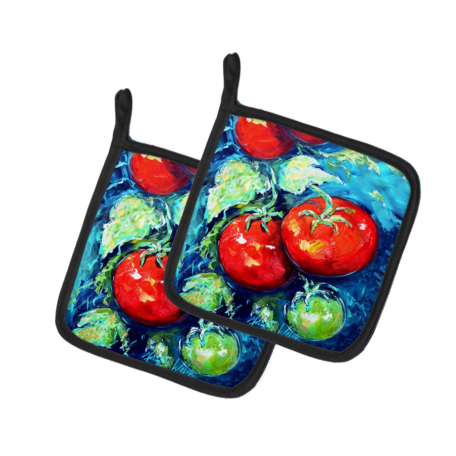 Vegetables - Tomatoes on the vine Pot Holder Set of 2 Heat Resistant Quilted Hot Pads 7.5 x 7.5 Inch, Insulated Kitchen Trivets for Cooking & Baking