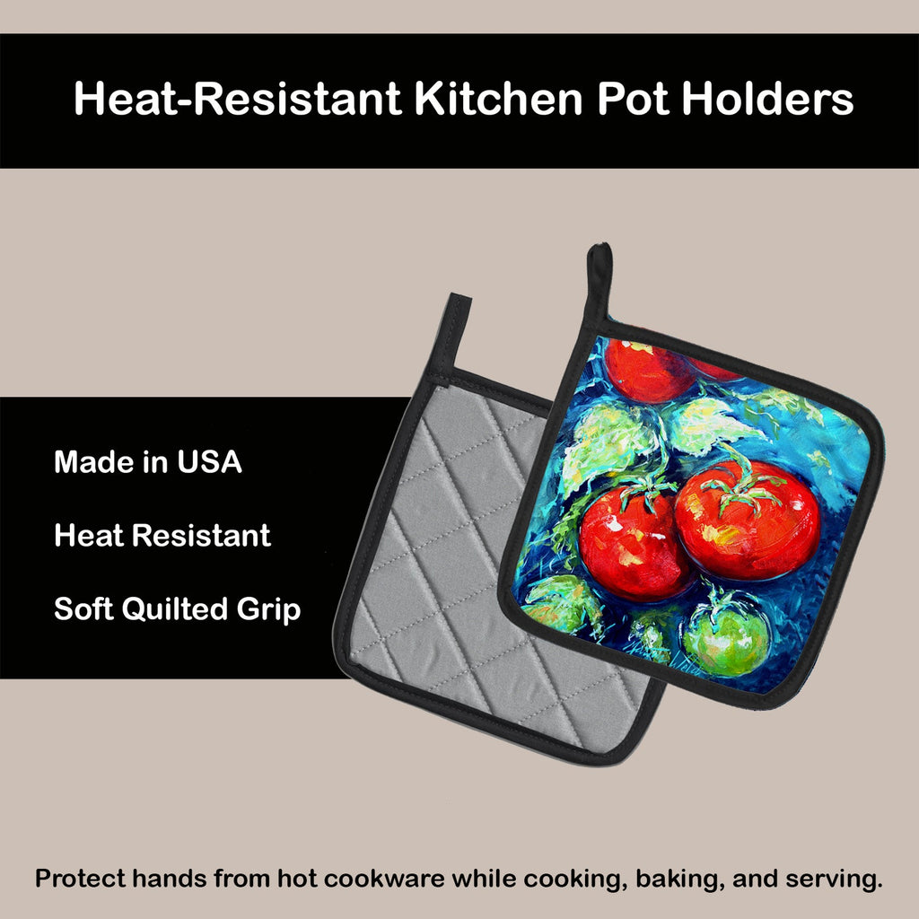 Vegetables - Tomatoes on the vine Pot Holder Set of 2 Heat Resistant Quilted Hot Pads 7.5 x 7.5 Inch, Insulated Kitchen Trivets for Cooking & Baking
