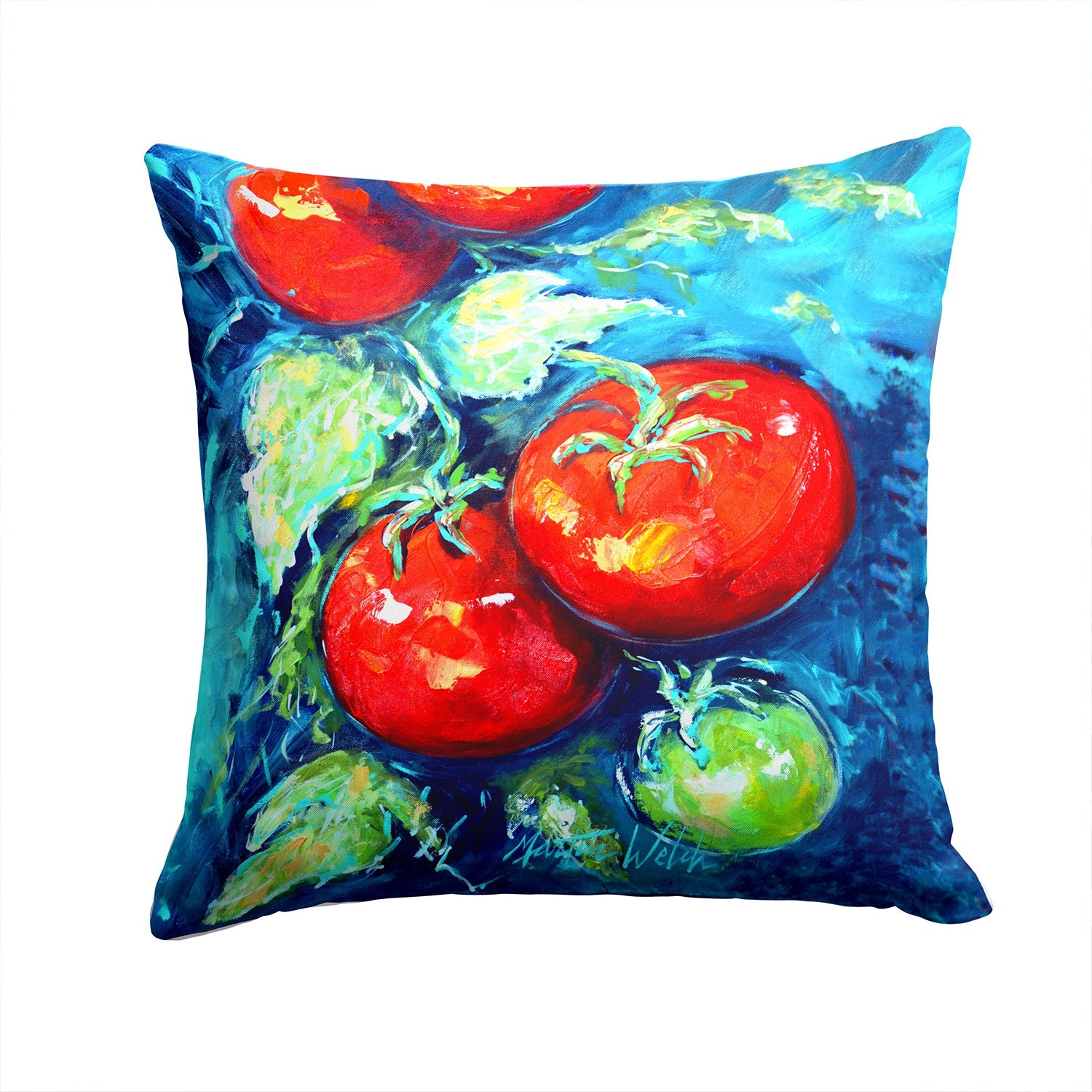 Vegetables - Tomatoes on the vine Decorative Throw Pillow 14x14 Indoor Outdoor Accent Cushion, Fabric Cover with Insert for Sofa, Bed, Porch & Living Room