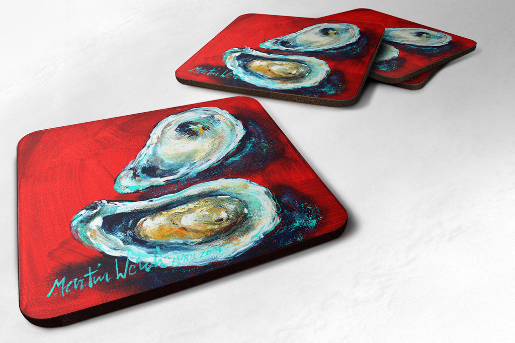 Open up Oyster Foam Coasters Set of 4 Cup Coasters for Indoor Outdoor, Tabletop Protection, Anti Slip, Mouse pad Material