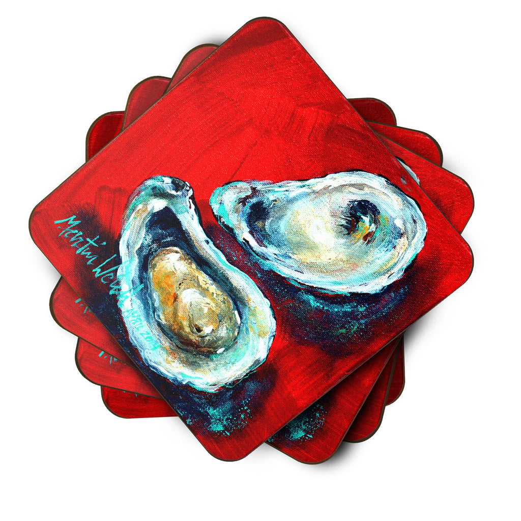 Open up Oyster Foam Coasters Set of 4 Cup Coasters for Indoor Outdoor, Tabletop Protection, Anti Slip, Mouse pad Material