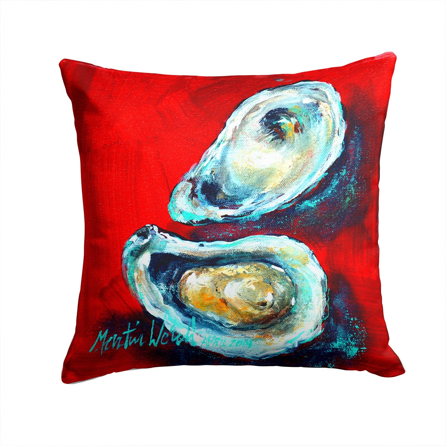 Open up Oyster Decorative Throw Pillow 14x14 Indoor Outdoor Accent Cushion, Fabric Cover with Insert for Sofa, Bed, Porch & Living Room