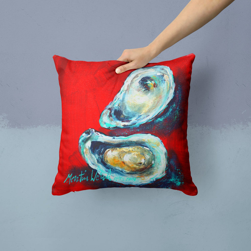 Open up Oyster Decorative Throw Pillow 14x14 Indoor Outdoor Accent Cushion, Fabric Cover with Insert for Sofa, Bed, Porch & Living Room