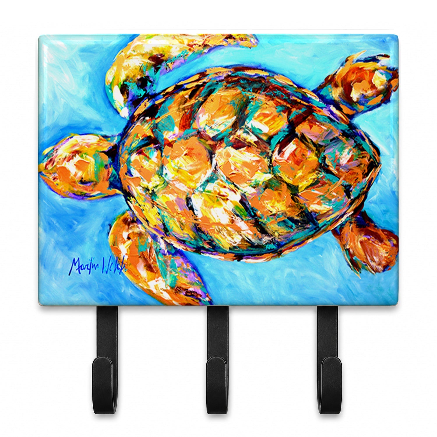 Sand Dance Turtle Leash or Key Holder Wall Hooks, Coat Rack Wall Mount, for Hanging Keys, Towels, Aprons, Leashes
