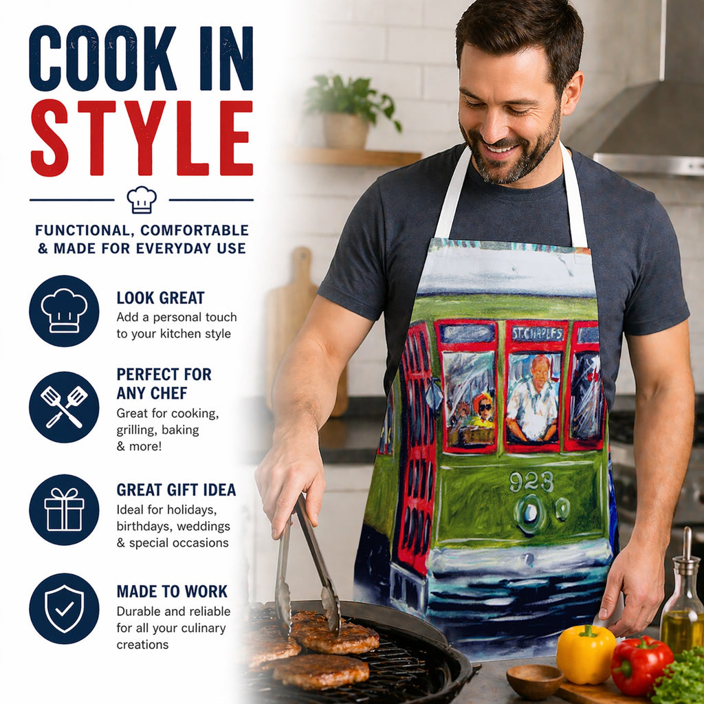 Street Car Apron Cooking Kitchen Server Baking Crafts Gardening for Adult Women Men, Unisex, Large, Multicolor