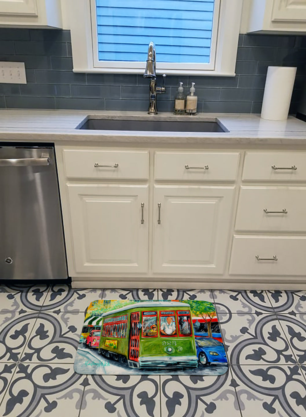 Street Car Memory Foam Kitchen Mat Machine Washable Anti-Fatigue Cushion Comfort Bath or Kitchen Rug