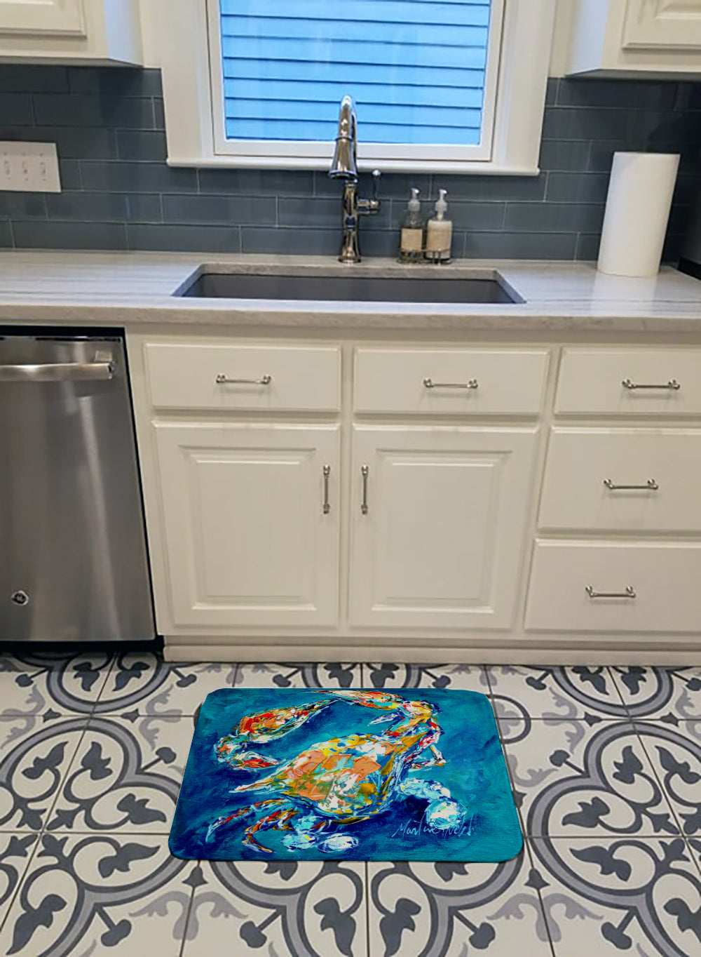 By Chance Crab Memory Foam Kitchen Mat Machine Washable Anti-Fatigue Cushion Comfort Bath or Kitchen Rug