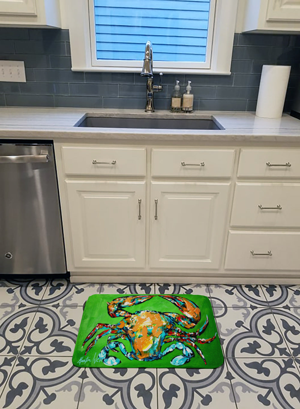 Wide Load Crab Memory Foam Kitchen Mat Machine Washable Anti-Fatigue Cushion Comfort Bath or Kitchen Rug