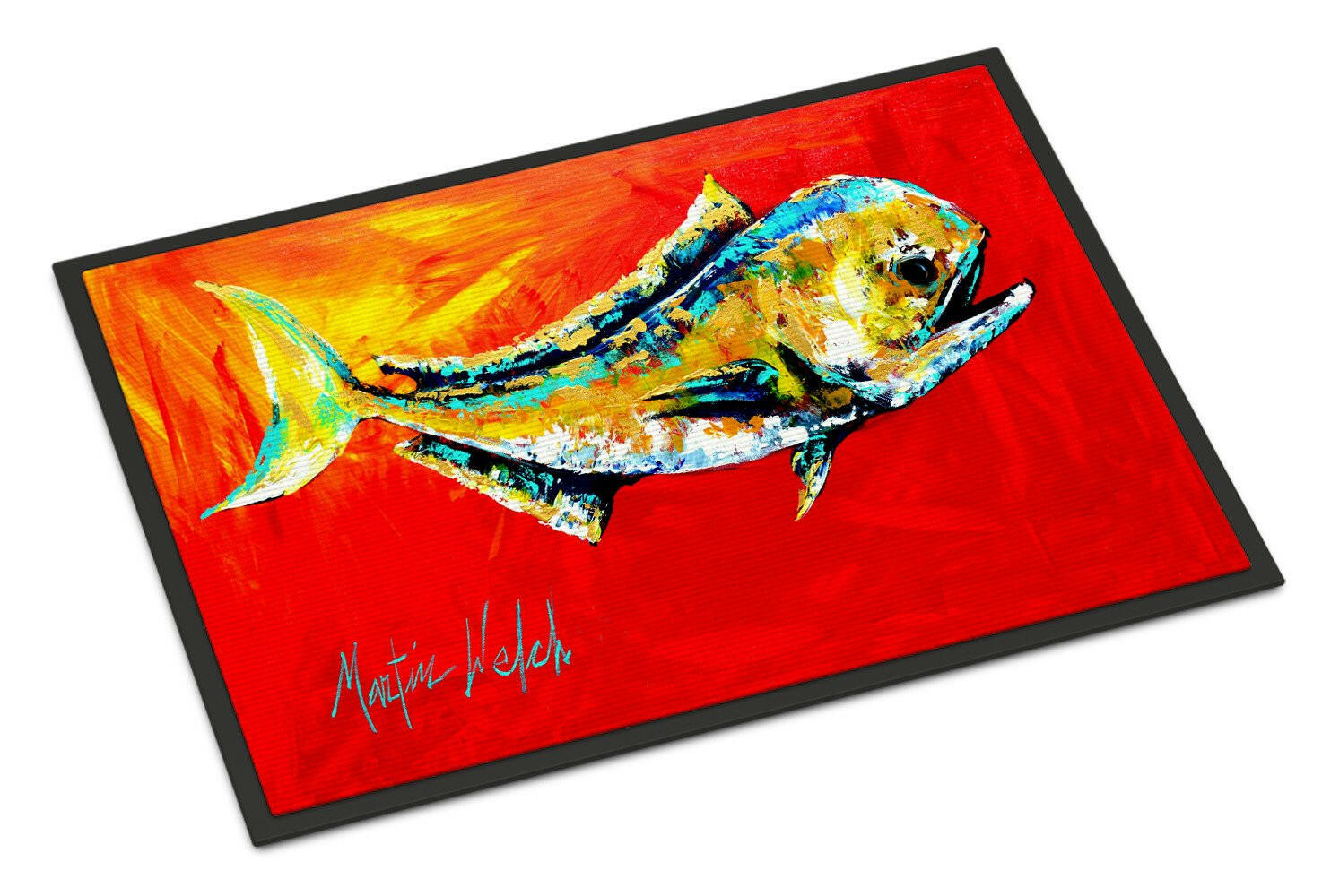 Danny Dolphin Fish Doormat Indoor Outdoor 18H X 27W Front Door Mat Rugs for Entryway, Non Slip Washable
