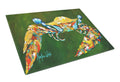 Go Green Crab Cutting Board Tempered Glass Kitchen Cutting Surface, Heat Resistant Chopping, Non-Slip Feet, Food Prep & Serving