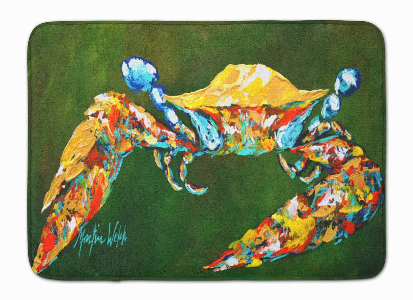 Go Green Crab Memory Foam Kitchen Mat Machine Washable Anti-Fatigue Cushion Comfort Bath or Kitchen Rug