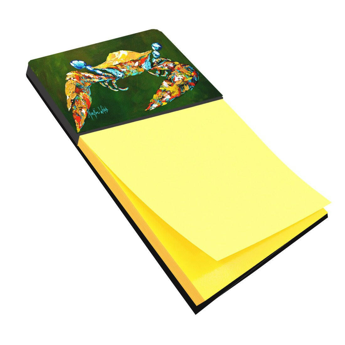 Go Green Crab Watercolor Sticky Note Holder Refillable Dispenser Desk Accessory 3x3 Pad Gift