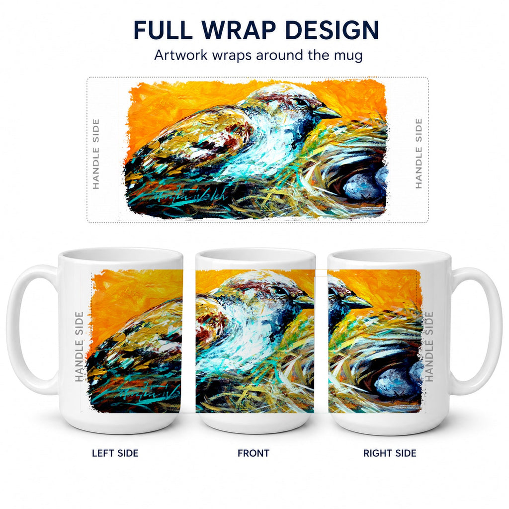 Look at the Birdie Ceramic Coffee Mug 15 oz Decorative Large C Handle Mug Cup for Tea, Cocoa Hot Chocolate