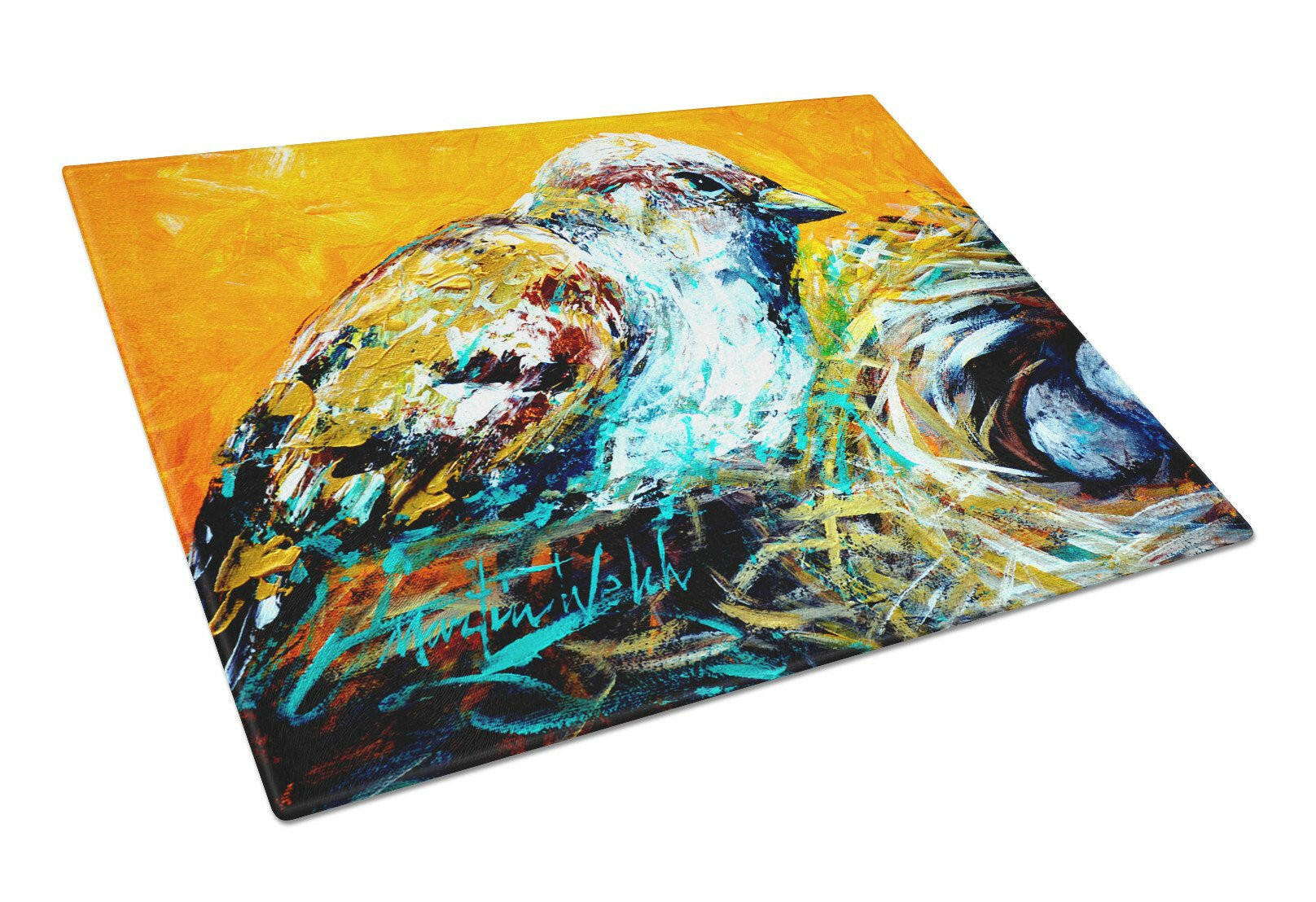 Look at the Birdie Cutting Board Tempered Glass Kitchen Cutting Surface, Heat Resistant Chopping, Non-Slip Feet, Food Prep & Serving