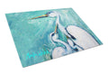 Mother's Love White Crane Cutting Board Tempered Glass Kitchen Cutting Surface, Heat Resistant Chopping, Non-Slip Feet, Food Prep & Serving