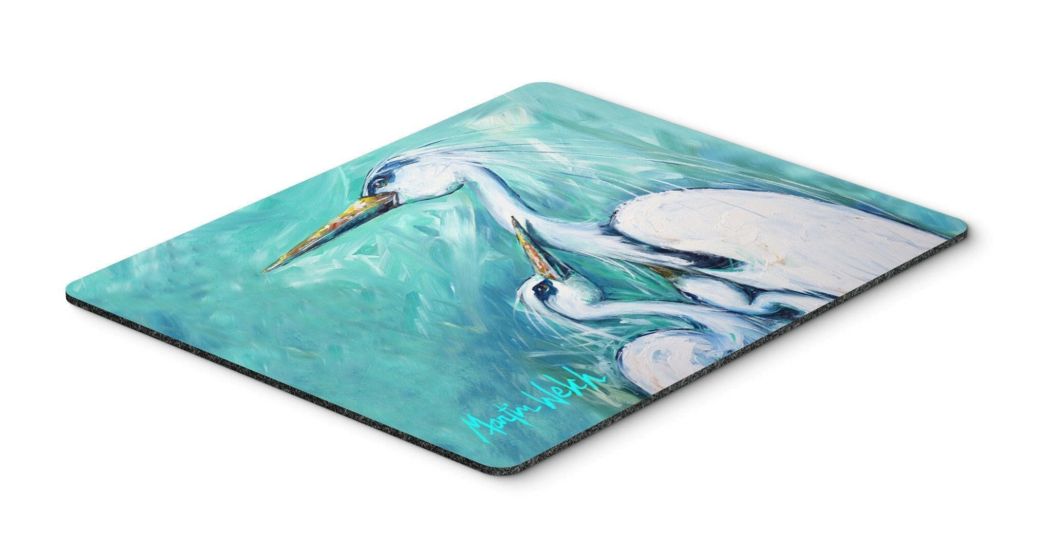 Mother's Love White Crane Mouse Pad, Heat Resistant Trivet Hot Pad , Non Slip Rubber Desk Mat, Kitchen Counter Protector, Home Office Decor Gift