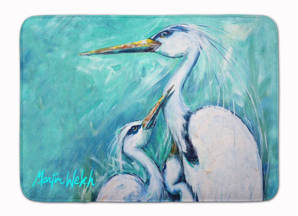 Mother's Love White Crane Memory Foam Kitchen Mat Machine Washable Anti-Fatigue Cushion Comfort Bath or Kitchen Rug