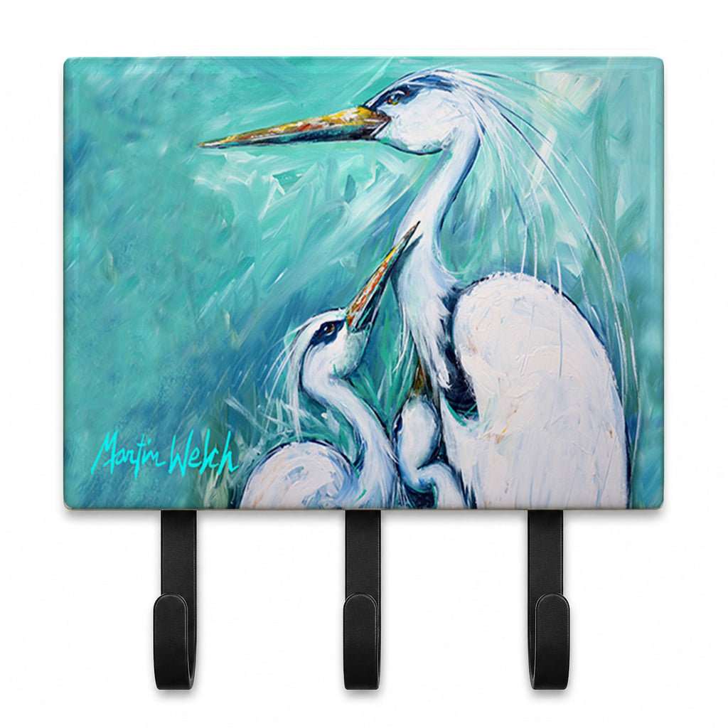 Mother's Love White Crane Leash or Key Holder Wall Hooks, Coat Rack Wall Mount, for Hanging Keys, Towels, Aprons, Leashes
