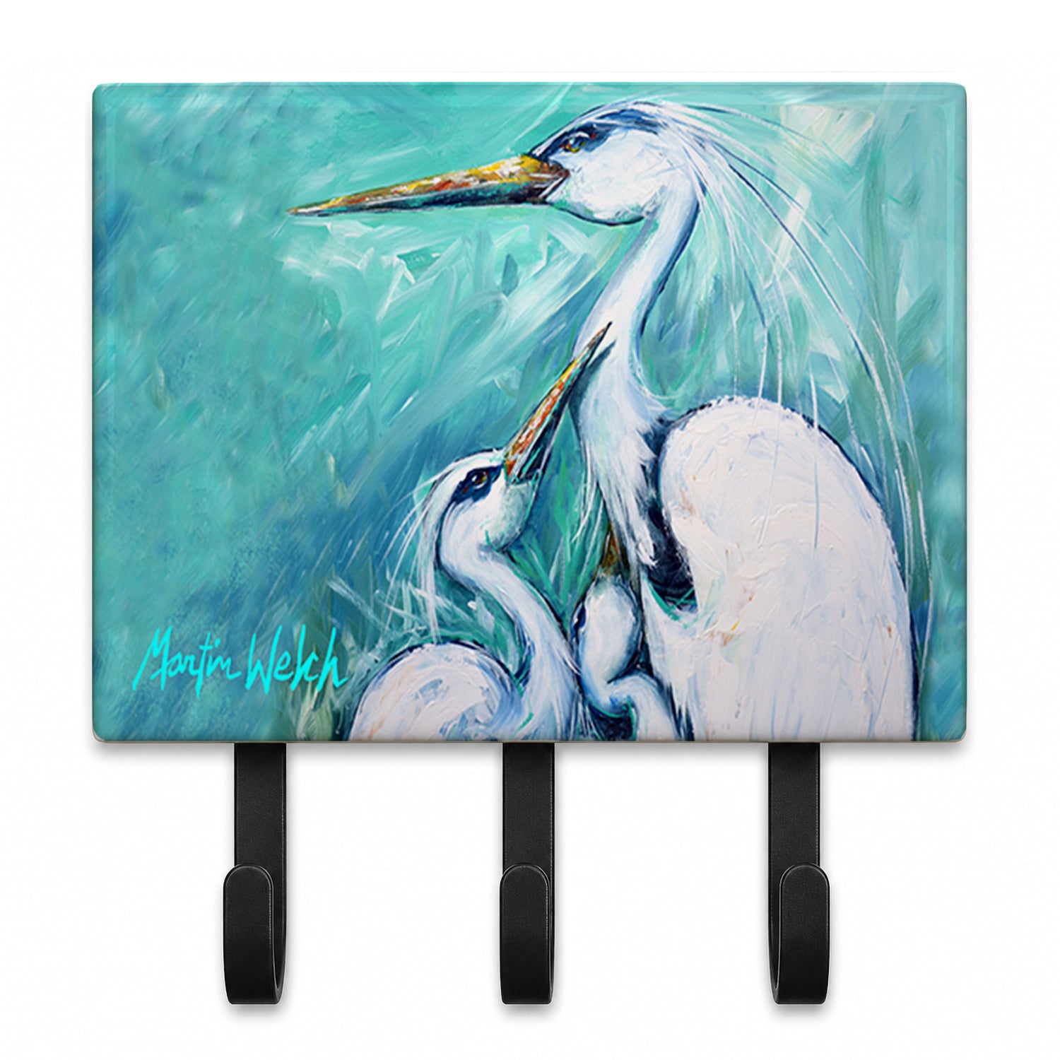 Mother's Love White Crane Leash or Key Holder Wall Hooks, Coat Rack Wall Mount, for Hanging Keys, Towels, Aprons, Leashes