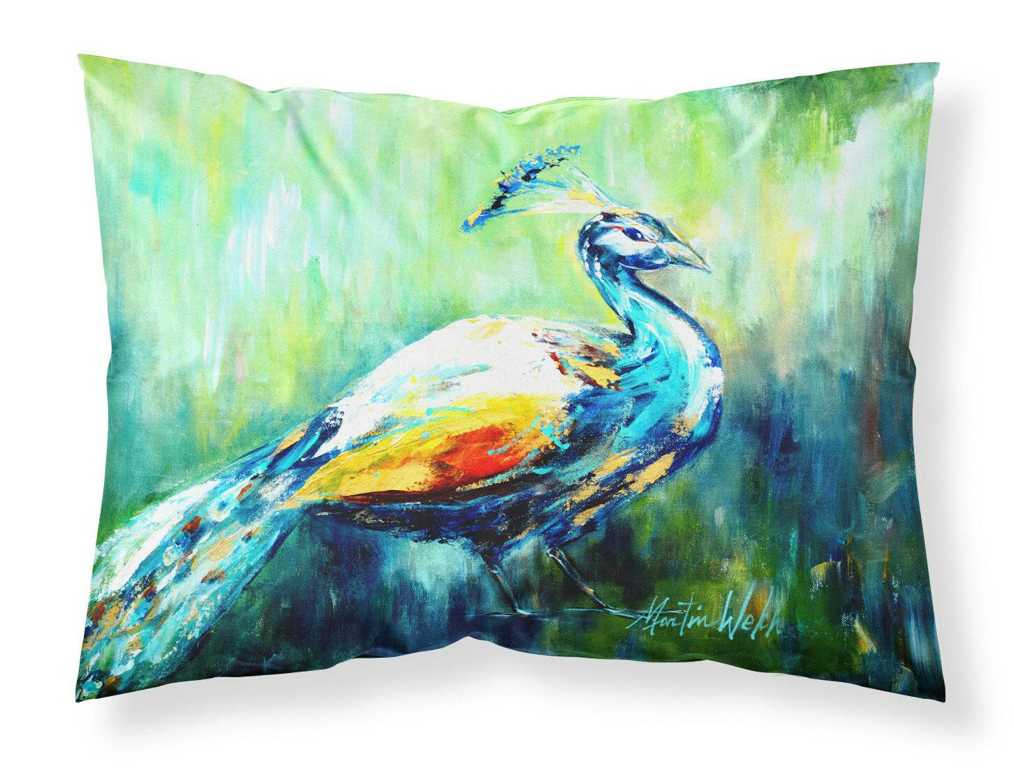 Proud Peacock Green Standard Pillowcase Lightweight Super Soft Easy Care Decorative Artwork Pillowcase, Standard