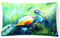 Proud Peacock Green Decorative Throw Pillow 12x16 Indoor Outdoor Accent Cushion, Fabric Cover with Insert for Sofa, Bed, Porch & Living Room