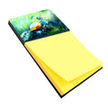 Proud Peacock Green Watercolor Sticky Note Holder Refillable Dispenser Desk Accessory 3x3 Pad Gift