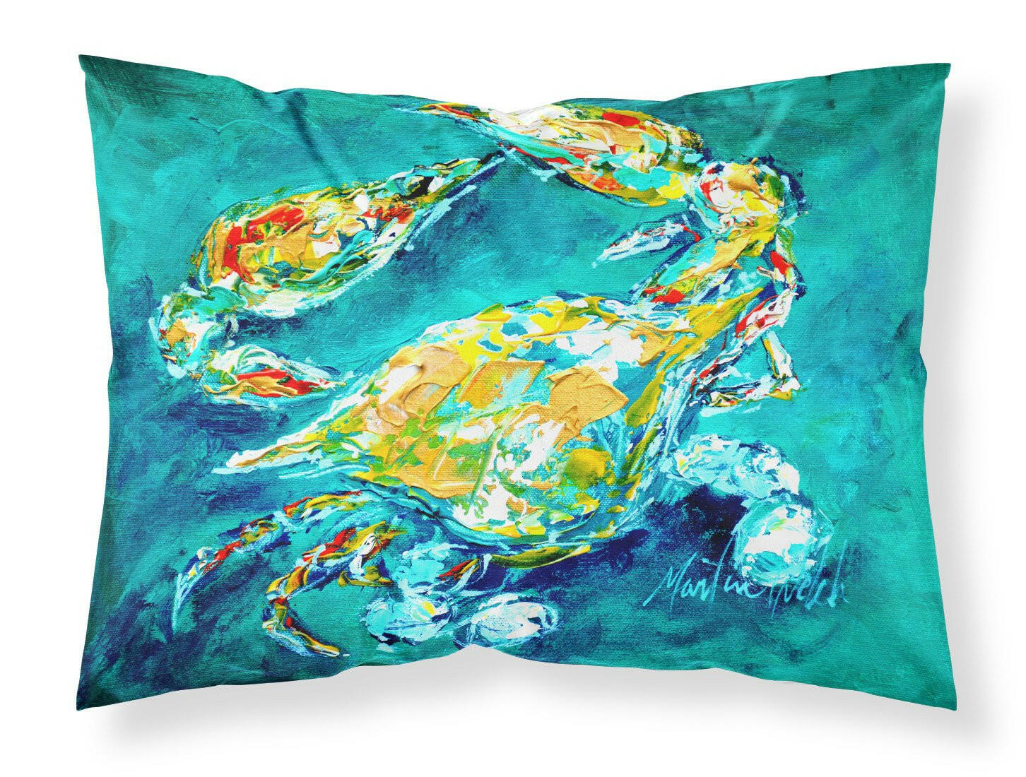 By Chance Crab in Aqua blue Standard Pillowcase Lightweight Super Soft Easy Care Decorative Artwork Pillowcase, Standard