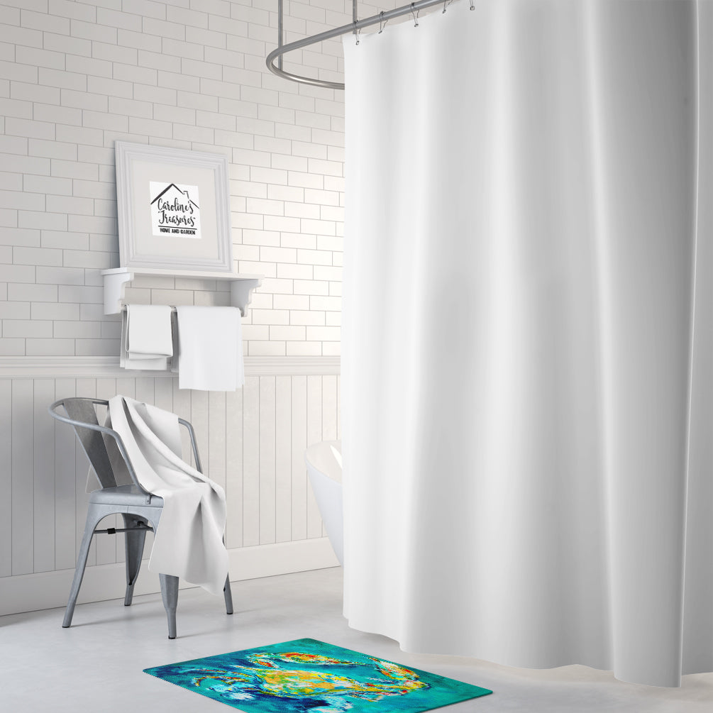 By Chance Crab in Aqua blue Memory Foam Kitchen Mat Machine Washable Anti-Fatigue Cushion Comfort Bath or Kitchen Rug