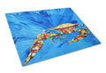Big Spash Crab in blue Cutting Board Tempered Glass Kitchen Cutting Surface, Heat Resistant Chopping, Non-Slip Feet, Food Prep & Serving