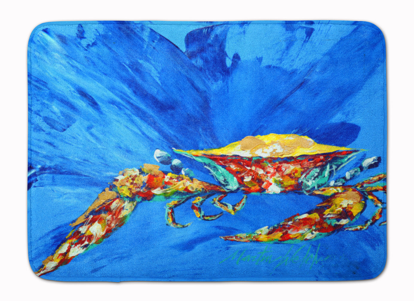 Big Spash Crab in blue Memory Foam Kitchen Mat Machine Washable Anti-Fatigue Cushion Comfort Bath or Kitchen Rug