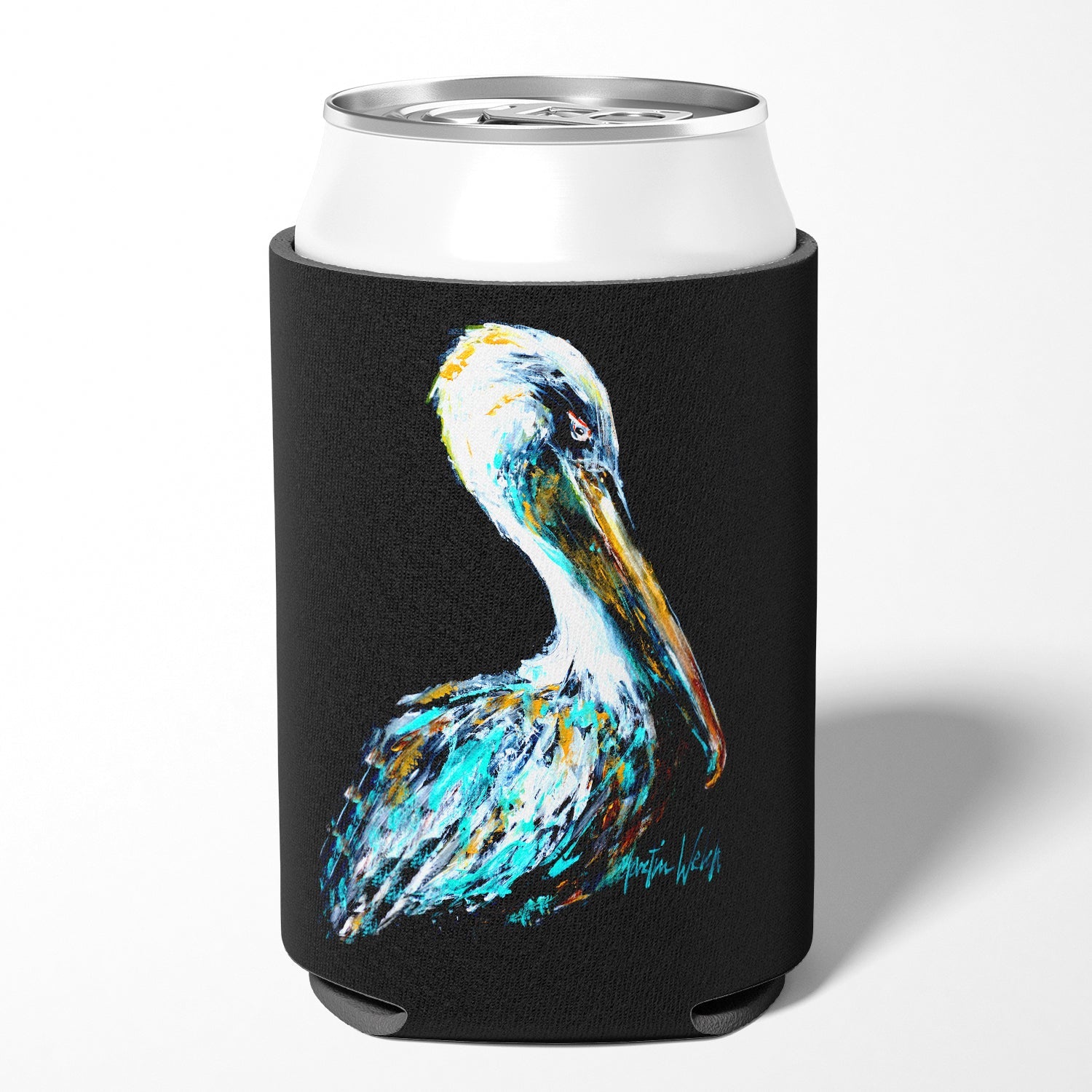 Dressed in Black Pelican Can or Bottle Hugger Cooler Sleeve for Standard 12 oz Cans, Insulated Foam Beer & Soda Can Hugger Reusable