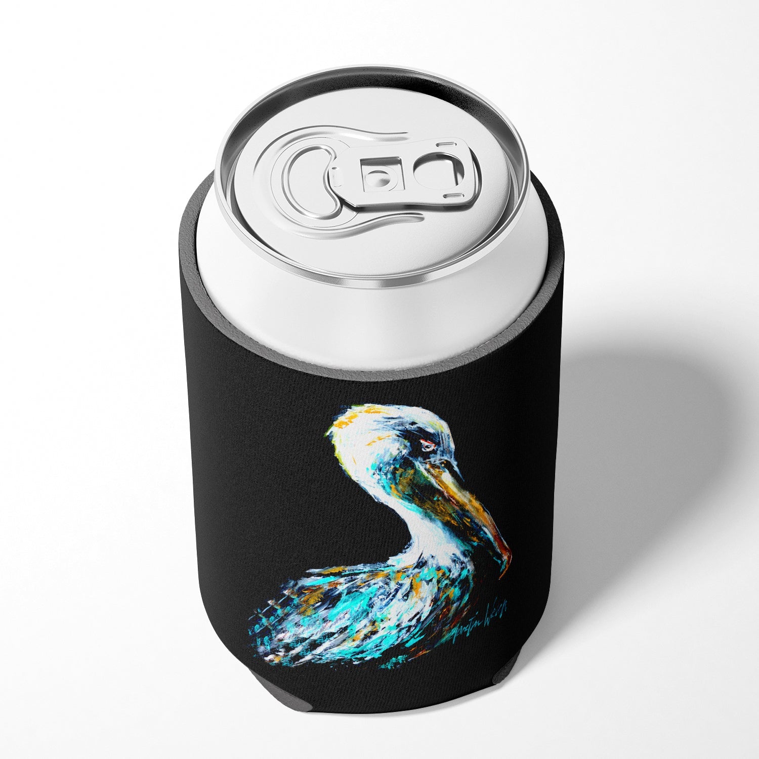 Dressed in Black Pelican Can or Bottle Hugger Cooler Sleeve for Standard 12 oz Cans, Insulated Foam Beer & Soda Can Hugger Reusable