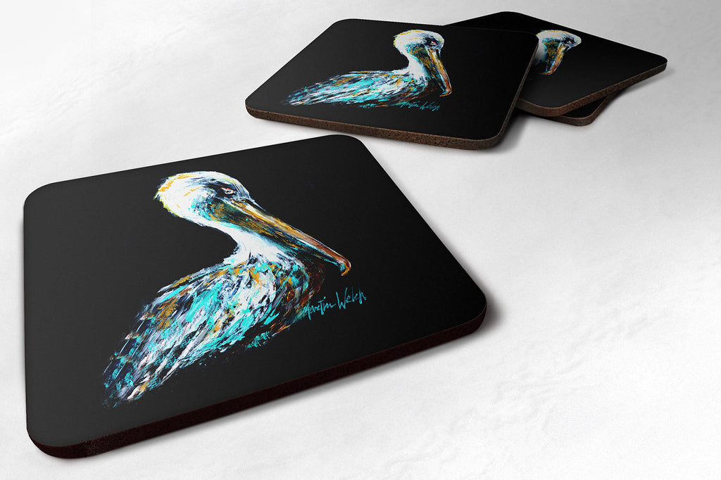Dressed in Black Pelican Foam Coasters Set of 4 Cup Coasters for Indoor Outdoor, Tabletop Protection, Anti Slip, Mouse pad Material