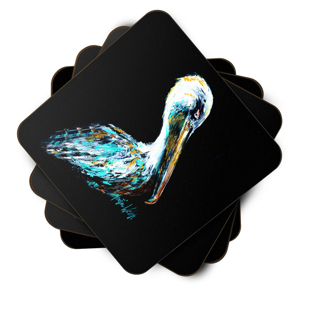 Dressed in Black Pelican Foam Coasters Set of 4 Cup Coasters for Indoor Outdoor, Tabletop Protection, Anti Slip, Mouse pad Material
