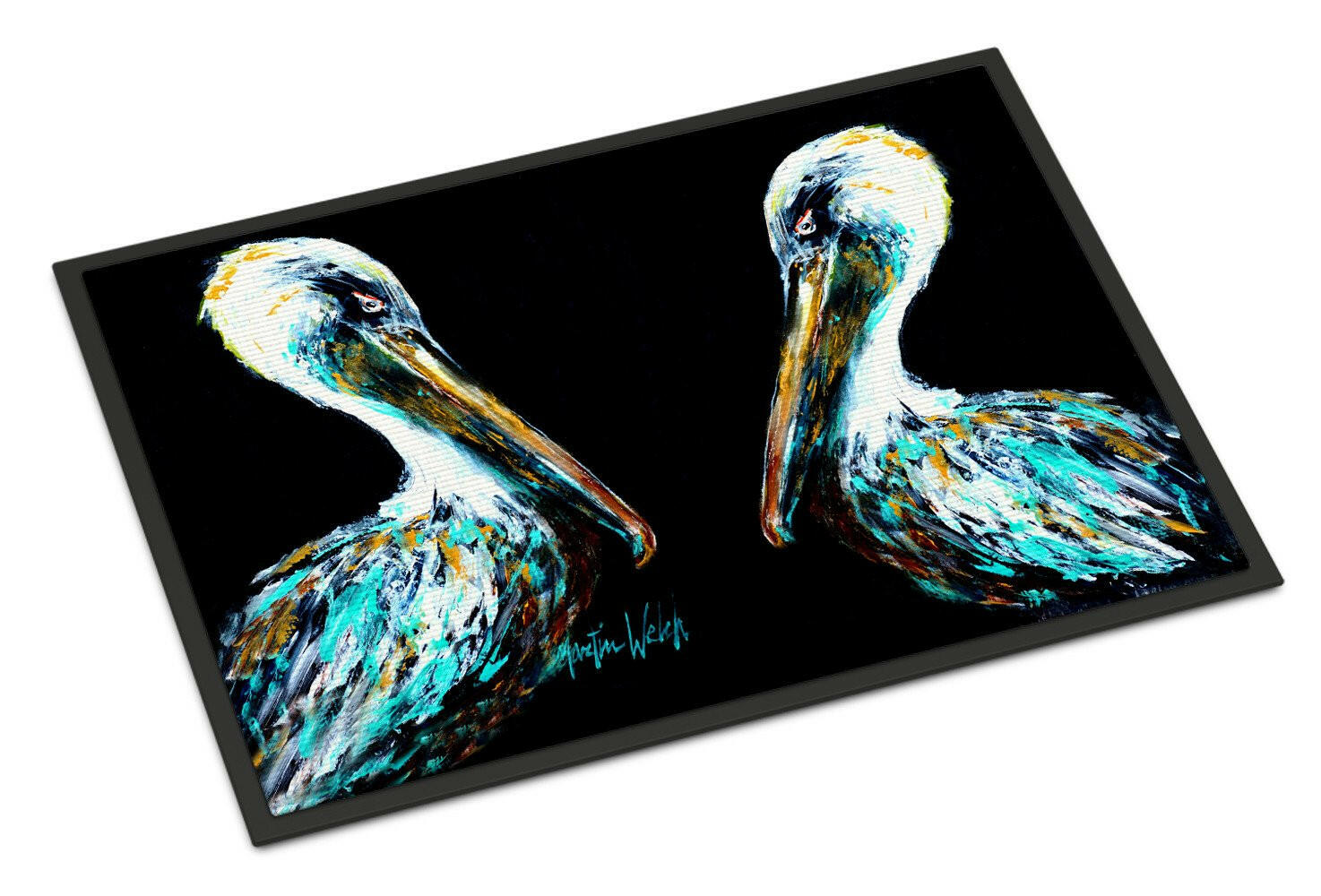 Dressed in Black Pelican Doormat Indoor Outdoor 18H X 27W Front Door Mat Rugs for Entryway, Non Slip Washable