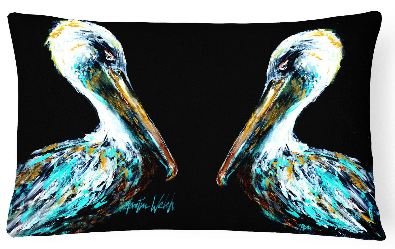 Dressed in Black Pelican Decorative Throw Pillow 12x16 Indoor Outdoor Accent Cushion, Fabric Cover with Insert for Sofa, Bed, Porch & Living Room