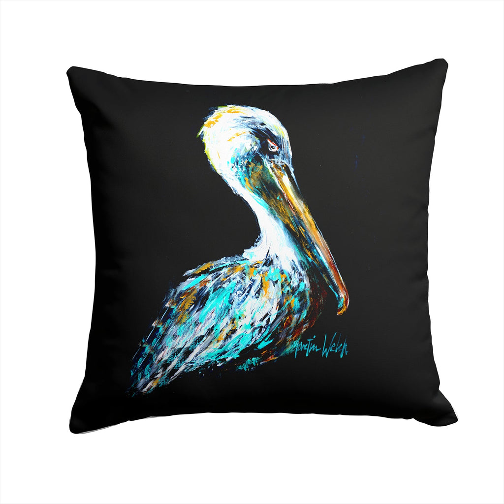 Dressed in Black Pelican Decorative Throw Pillow 14x14 Indoor Outdoor Accent Cushion, Fabric Cover with Insert for Sofa, Bed, Porch & Living Room