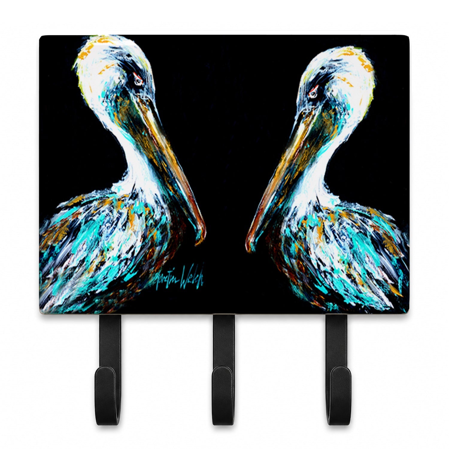 Dressed in Black Pelican Leash or Key Holder Wall Hooks, Coat Rack Wall Mount, for Hanging Keys, Towels, Aprons, Leashes