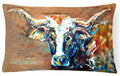 On the Loose Brown Cow Decorative Throw Pillow 12x16 Indoor Outdoor Accent Cushion, Fabric Cover with Insert for Sofa, Bed, Porch & Living Room