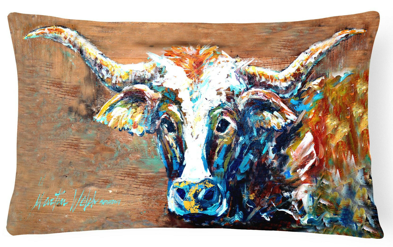On the Loose Brown Cow Decorative Throw Pillow 12x16 Indoor Outdoor Accent Cushion, Fabric Cover with Insert for Sofa, Bed, Porch & Living Room