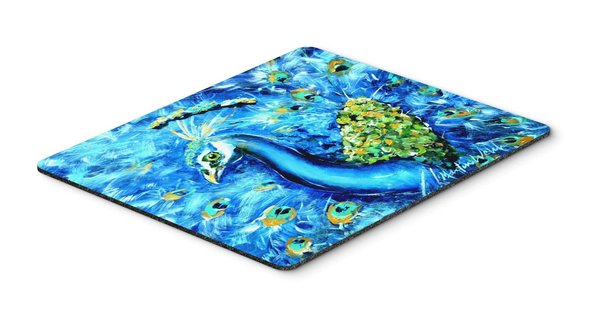 Peacock Straight Up in Blue Mouse Pad, Heat Resistant Trivet Hot Pad , Non Slip Rubber Desk Mat, Kitchen Counter Protector, Home Office Decor Gift