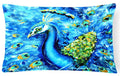 Peacock Straight Up in Blue Decorative Throw Pillow 12x16 Indoor Outdoor Accent Cushion, Fabric Cover with Insert for Sofa, Bed, Porch & Living Room