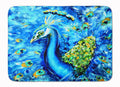 Peacock Straight Up in Blue Memory Foam Kitchen Mat Machine Washable Anti-Fatigue Cushion Comfort Bath or Kitchen Rug