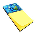 Peacock Straight Up in Blue Watercolor Sticky Note Holder Refillable Dispenser Desk Accessory 3x3 Pad Gift