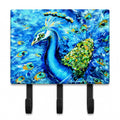 Peacock Straight Up in Blue Leash or Key Holder Wall Hooks, Coat Rack Wall Mount, for Hanging Keys, Towels, Aprons, Leashes