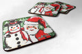 Friends Snowman and Santa Claus Foam Coasters Set of 4 Cup Coasters for Indoor Outdoor, Tabletop Protection, Anti Slip, Mouse pad Material